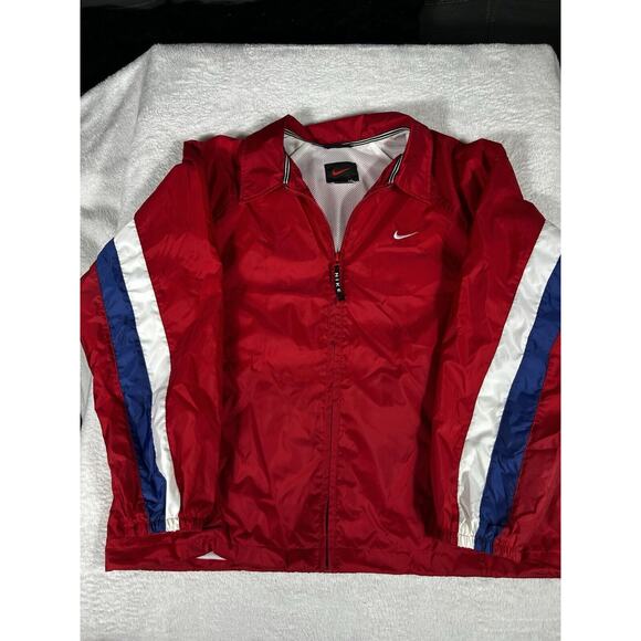 Vintage Nike Windbreaker Nylon Full Zip Jacket Swoosh  Red & White  Sz M - Picture 1 of 14